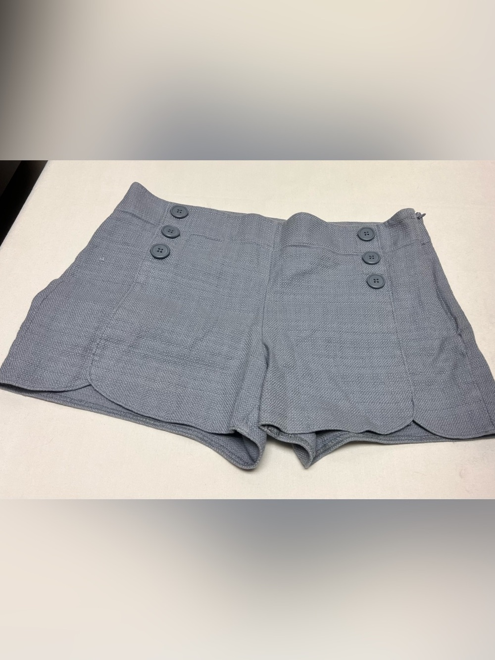 Loft Scallop Hem Button-Front Slate blue  Shorts size 8